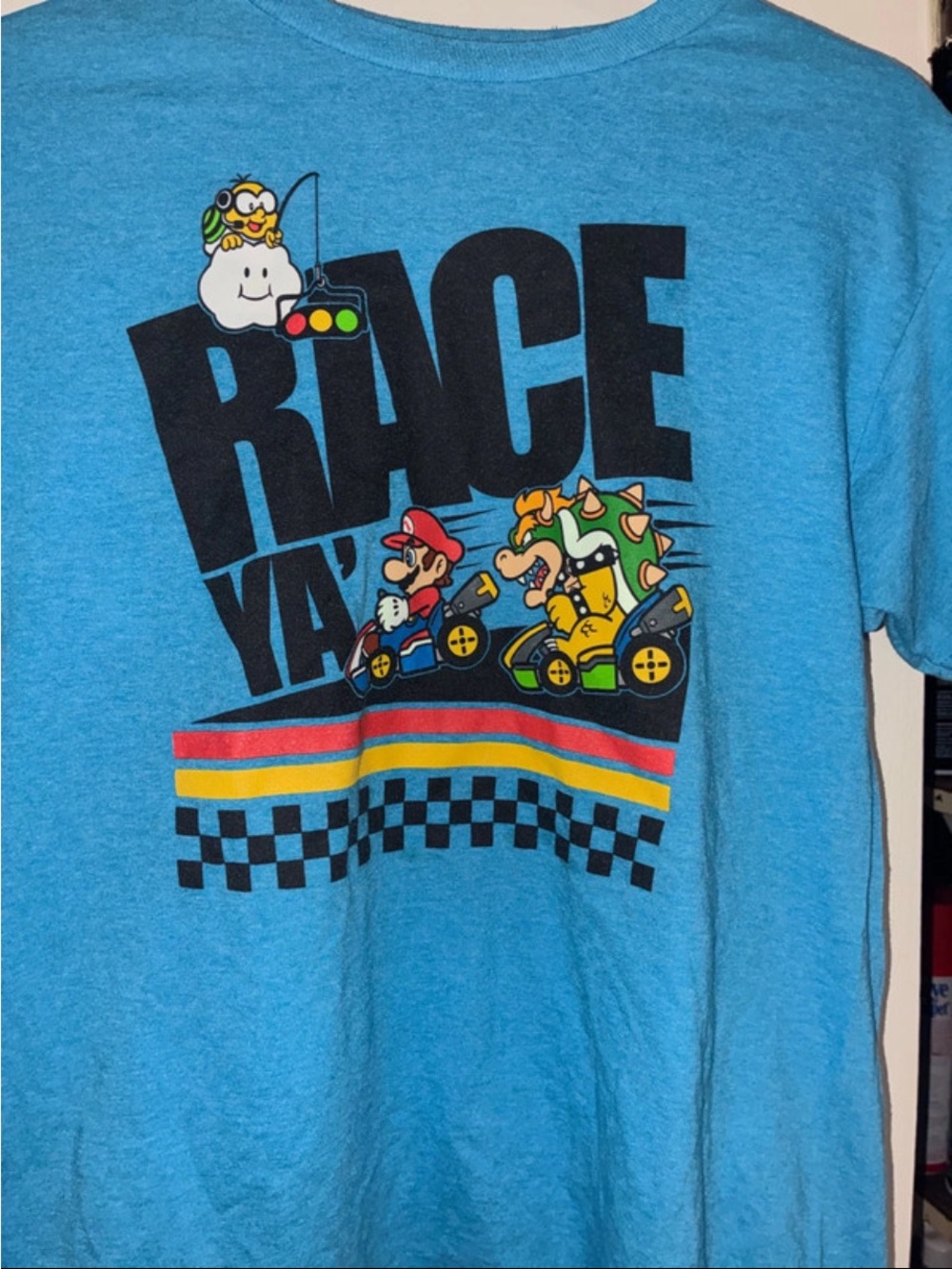 Nintendo Bright Blue Mario Kart 'Race Ya' Graphic Tee